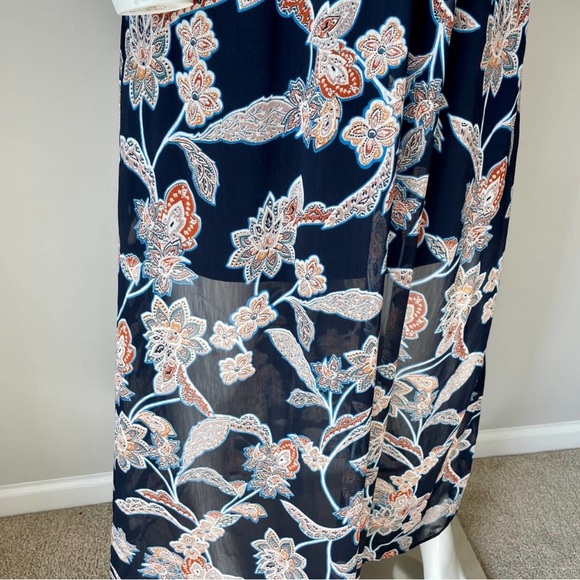 LOVE, FIRE Caftan Dress Maxi Navy Floral Size Medium - Picture 8 of 11